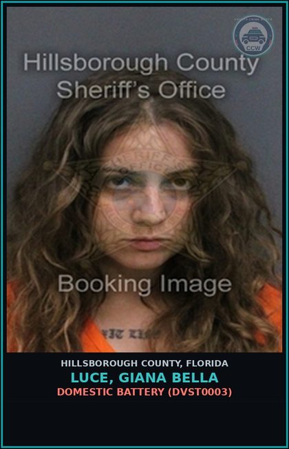 CCW arrest card for LUCE, GIANA BELLA in Hillsborough County: DOMESTIC BATTERY (DVST0003)