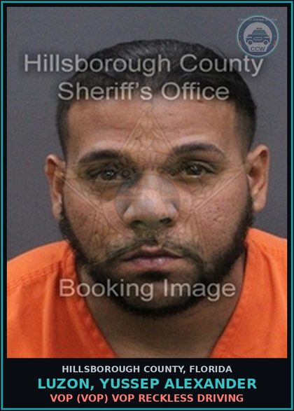 CCW arrest card for LUZON, YUSSEP ALEXANDER in Hillsborough County: VOP (VOP) VOP RECKLESS DRIVING
