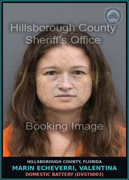CCW arrest card for MARIN ECHEVERRI, VALENTINA in Hillsborough County: DOMESTIC BATTERY (DVST0003)