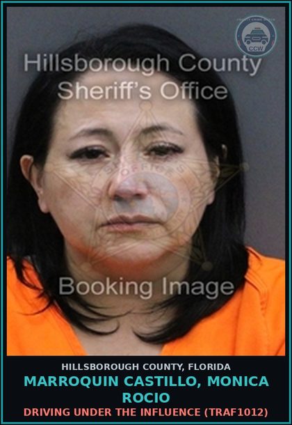 CCW arrest card for MARROQUIN CASTILLO, MONICA ROCIO in Hillsborough County: DRIVING UNDER THE INFLUENCE (TRAF1012)