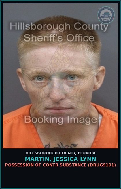 CCW arrest card for MARTIN, JESSICA LYNN in Hillsborough County: TAMPERING WITH PHYSICAL EVIDENCE (TAMP4005)