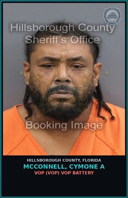 CCW arrest card for MCCONNELL, CYMONE A in Hillsborough County: VOP (VOP) VOP BATTERY