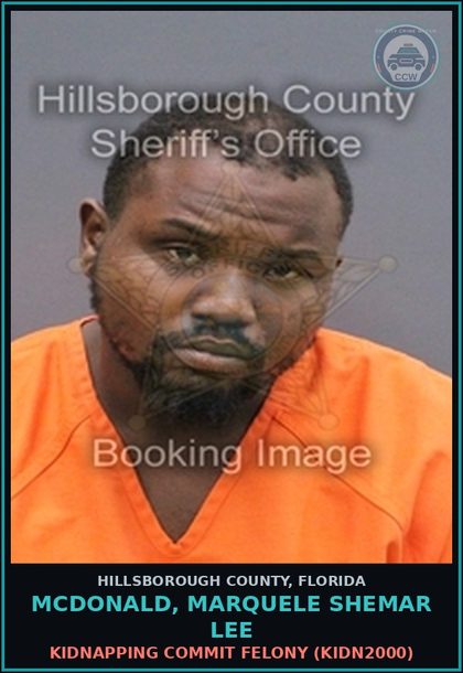 CCW arrest card for MCDONALD, MARQUELE SHEMAR LEE in Hillsborough County: FELONY BATTERY (BATT7014)