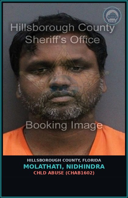 CCW arrest card for MOLATHATI, NIDHINDRA in Hillsborough County: chld ABUSE (CHAB1602)