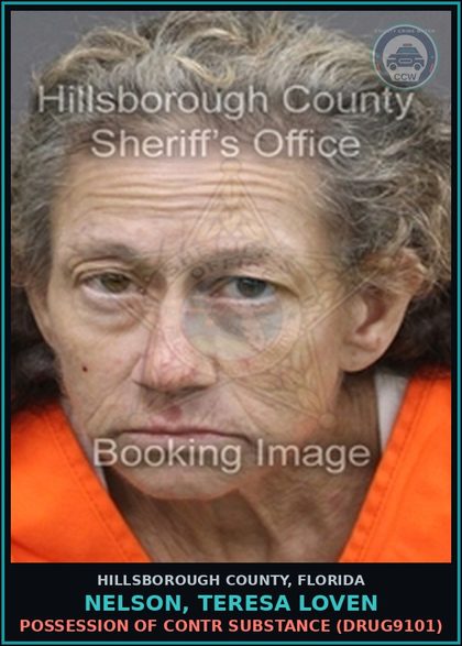 CCW arrest card for NELSON, TERESA LOVEN in Hillsborough County: POSSESSION OF contr substance (DRUG9101)