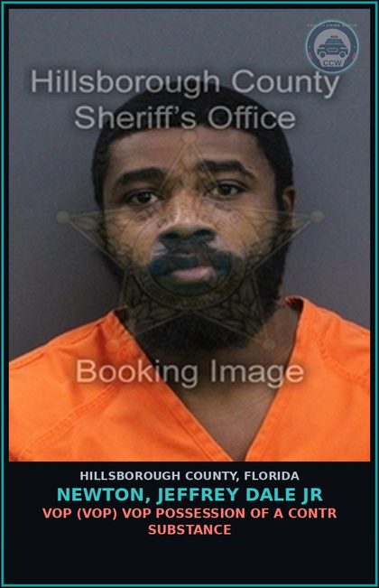CCW arrest card for NEWTON, JEFFREY DALE JR in Hillsborough County: VOP (VOP) VOP POSSESSION OF A contr substance