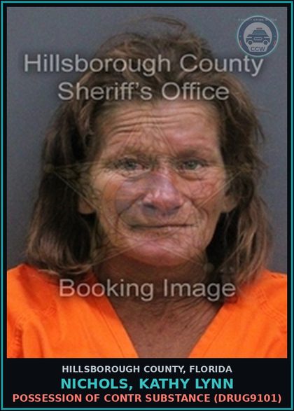 CCW arrest card for NICHOLS, KATHY LYNN in Hillsborough County: POSSESSION OF contr substance (DRUG9101)