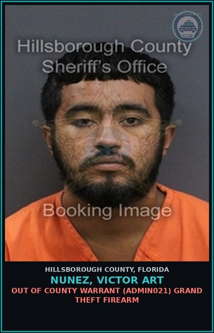 CCW arrest card for NUNEZ, VICTOR ART in Hillsborough County: NO VALID DRIVER'S LICENSE (1ST OFFENSE) (TRAF5105)