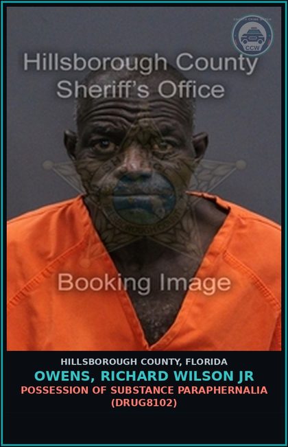 CCW arrest card for OWENS, RICHARD WILSON JR in Hillsborough County: DRIVING WITH LICENSE CANCELED, SUSPENDED, OR REVOKED (TRAF6075)