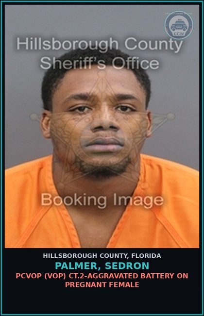 CCW arrest card for PALMER, SEDRON in Hillsborough County: PCVOP (VOP) CT.1-BURGLARY OF OCCUPIED DWELLING WITH ASSAULT OR BATTERY