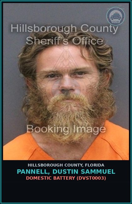CCW arrest card for PANNELL, DUSTIN SAMMUEL in Hillsborough County: DOMESTIC BATTERY (DVST0003)