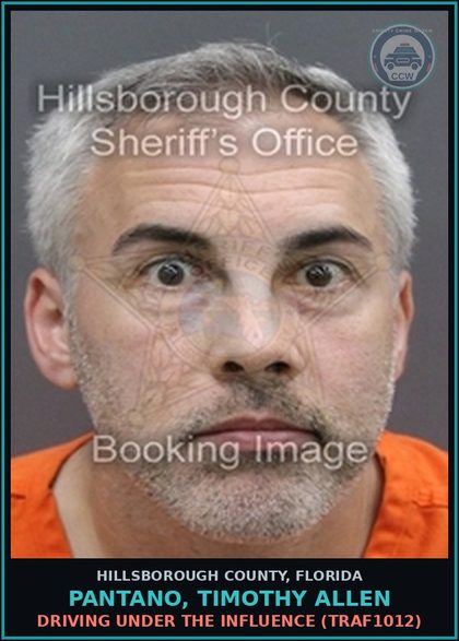 CCW arrest card for PANTANO, TIMOTHY ALLEN in Hillsborough County: DRIVING UNDER THE INFLUENCE (TRAF1012)