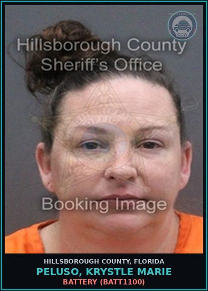 CCW arrest card for PELUSO, KRYSTLE MARIE in Hillsborough County: BATTERY (BATT1100)