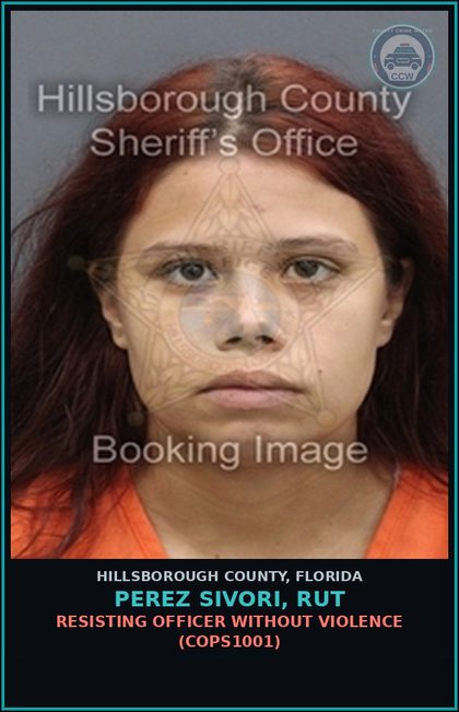 CCW arrest card for PEREZ SIVORI, RUT in Hillsborough County: RESISTING OFFICER WITHOUT VIOLENCE (COPS1001)