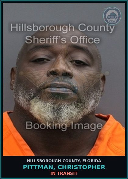 CCW arrest card for PITTMAN, CHRISTOPHER in Hillsborough County: In Transit