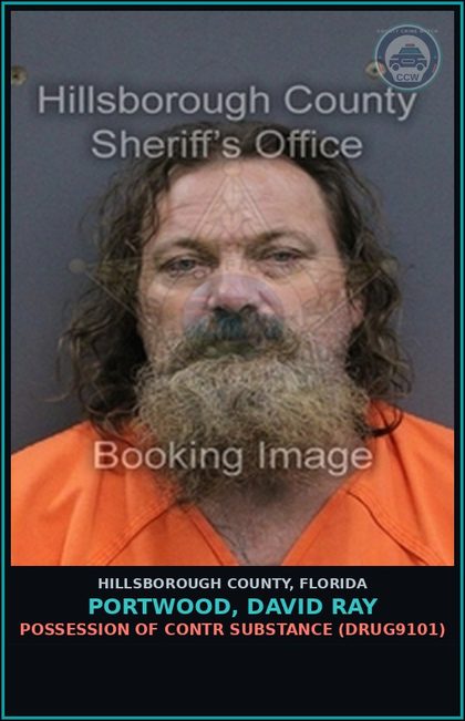 CCW arrest card for PORTWOOD, DAVID RAY in Hillsborough County: POSSESSION OF contr substance (DRUG9101)