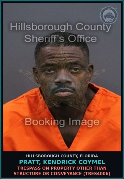 CCW arrest card for PRATT, KENDRICK COYMEL in Hillsborough County: LOITERING OR PROWLING (MISC0019)