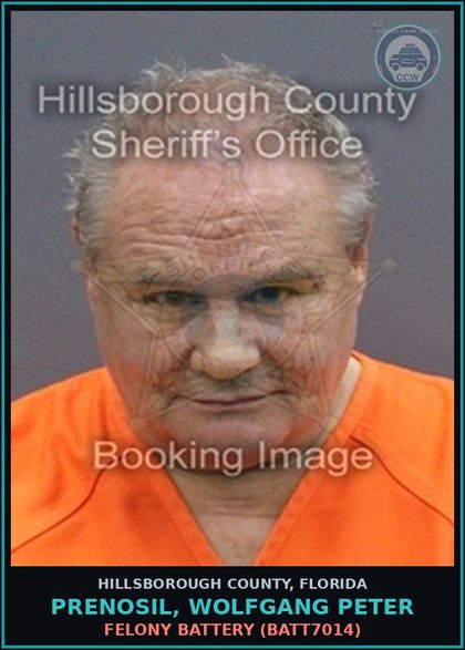 CCW arrest card for PRENOSIL, WOLFGANG PETER in Hillsborough County: FELONY BATTERY (BATT7014)