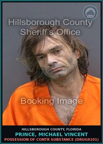 CCW arrest card for PRINCE, MICHAEL VINCENT in Hillsborough County: RESISTING OFFICER WITHOUT VIOLENCE (COPS1001)