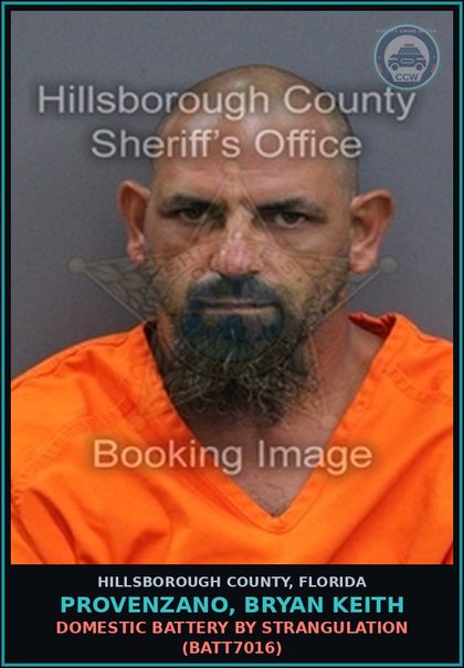 CCW arrest card for PROVENZANO, BRYAN KEITH in Hillsborough County: DOMESTIC BATTERY BY STRANGULATION (BATT7016)