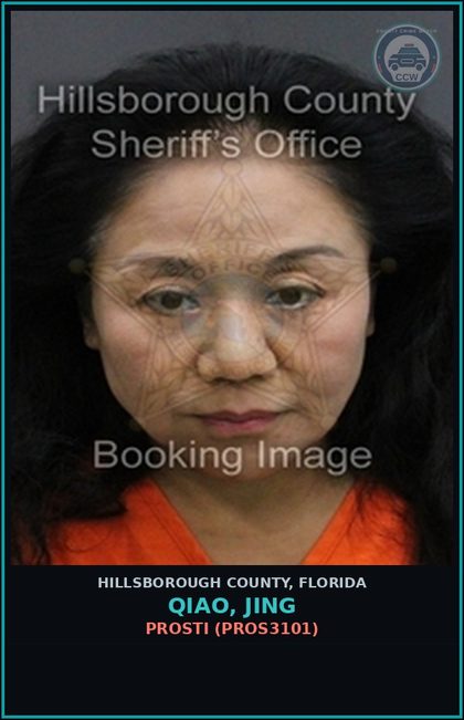 CCW arrest card for QIAO, JING in Hillsborough County: Prosti (PROS3101)