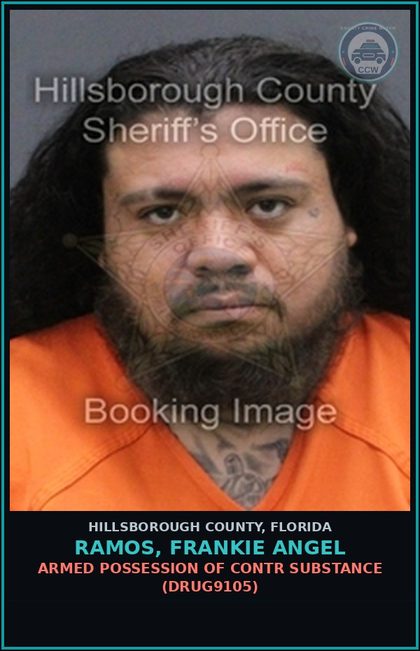 CCW arrest card for RAMOS, FRANKIE ANGEL in Hillsborough County: ARMED POSSESSION OF contr substance (DRUG9105)