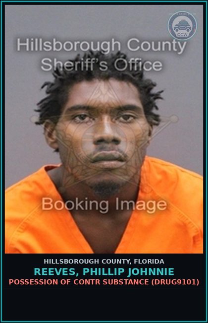 CCW arrest card for REEVES, PHILLIP JOHNNIE in Hillsborough County: POSSESSION OF contr substance (DRUG9101)