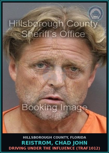 CCW arrest card for REISTROM, CHAD JOHN in Hillsborough County: DRIVING UNDER THE INFLUENCE (TRAF1012)
