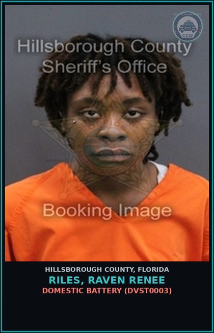 CCW arrest card for RILES, RAVEN RENEE in Hillsborough County: DOMESTIC BATTERY (DVST0003)