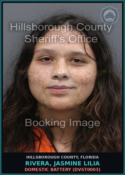 CCW arrest card for RIVERA, JASMINE LILIA in Hillsborough County: DOMESTIC BATTERY (DVST0003)
