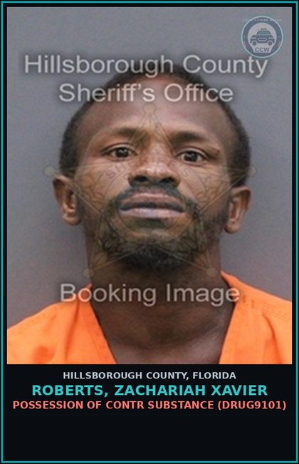 CCW arrest card for ROBERTS, ZACHARIAH XAVIER in Hillsborough County: RESISTING OFFICER WITHOUT VIOLENCE (COPS1001)