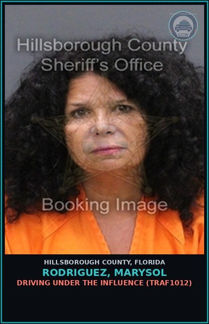 CCW arrest card for RODRIGUEZ, MARYSOL in Hillsborough County: DRIVING UNDER THE INFLUENCE (TRAF1012)