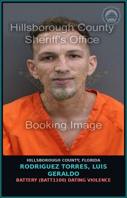 CCW arrest card for RODRIGUEZ TORRES, LUIS GERALDO in Hillsborough County: DRIVING WHILE LICENSE CANCELED, SUSPENDED, OR REVOKED (SECOND OR SUBSEQUENT OFFENSE) (TRAF6069)