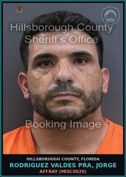 CCW arrest card for RODRIGUEZ VALDES PRA, JORGE in Hillsborough County: AFFRAY (MISC0020)