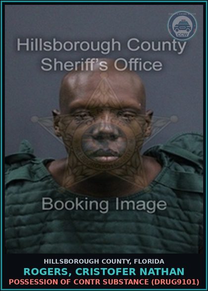 CCW arrest card for ROGERS, CRISTOFER NATHAN in Hillsborough County: POSSESSION OF contr substance (DRUG9101)