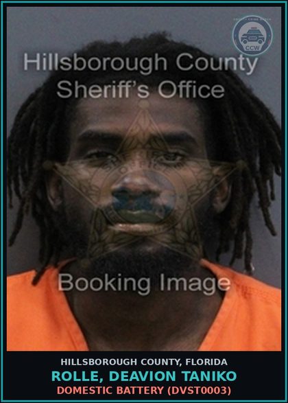 CCW arrest card for ROLLE, DEAVION TANIKO in Hillsborough County: DOMESTIC BATTERY (DVST0003)