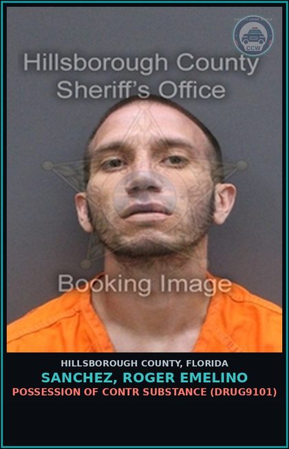 CCW arrest card for SANCHEZ, ROGER EMELINO in Hillsborough County: POSSESSION OF contr substance (DRUG9101)