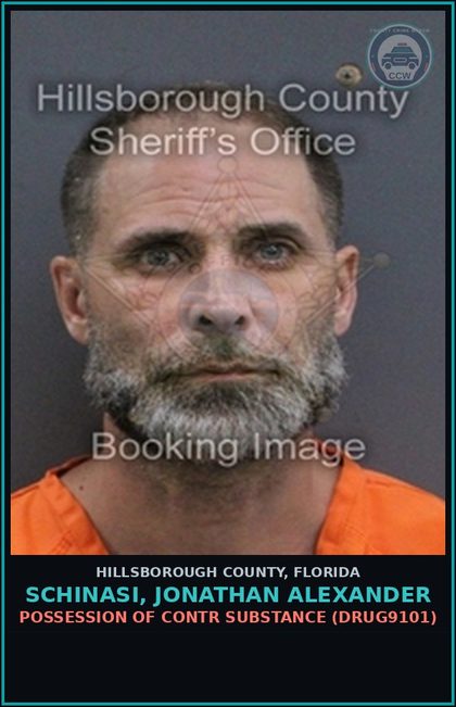 CCW arrest card for SCHINASI, JONATHAN ALEXANDER in Hillsborough County: DRIVING WITH LICENSE CANCELED, SUSPENDED, OR REVOKED (TRAF6075)