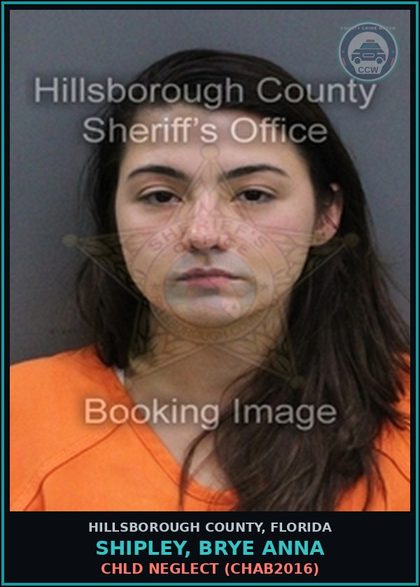 CCW arrest card for SHIPLEY, BRYE ANNA in Hillsborough County: chld NEGLECT (CHAB2016)