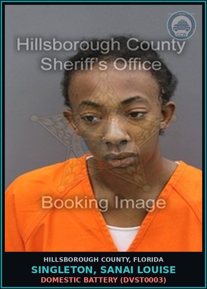 CCW arrest card for SINGLETON, SANAI LOUISE in Hillsborough County: DOMESTIC BATTERY (DVST0003)