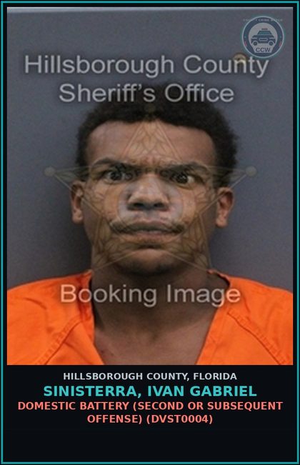 CCW arrest card for SINISTERRA, IVAN GABRIEL in Hillsborough County: CRIMINAL MISCHIEF (MORE THAN $200, LESS THAN $1,000) (CRMS2000)