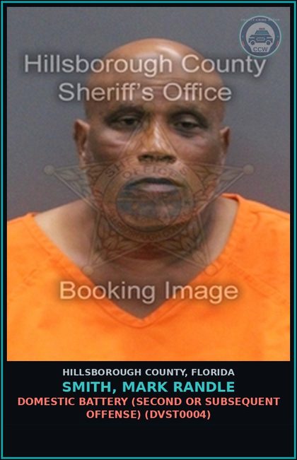 CCW arrest card for SMITH, MARK RANDLE in Hillsborough County: DOMESTIC BATTERY (SECOND OR SUBSEQUENT OFFENSE) (DVST0004)
