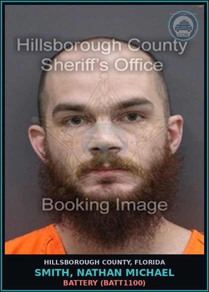 CCW arrest card for SMITH, NATHAN MICHAEL in Hillsborough County: BATTERY (BATT1100)