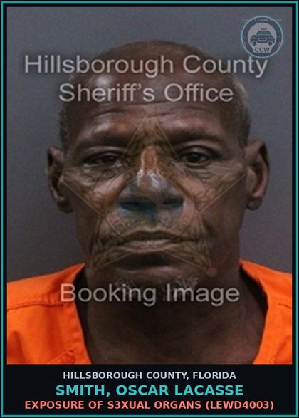 CCW arrest card for SMITH, OSCAR LACASSE in Hillsborough County: EXPOSURE OF s3xual ORGANS (LEWD4003)