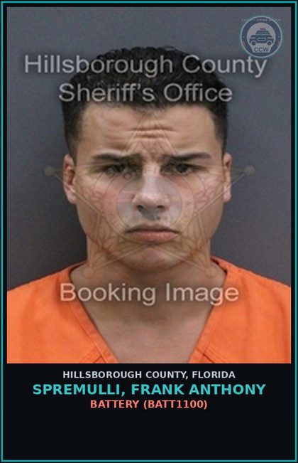 CCW arrest card for SPREMULLI, FRANK ANTHONY in Hillsborough County: BATTERY (BATT1100)