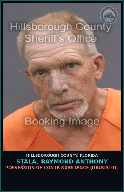 CCW arrest card for STALA, RAYMOND ANTHONY in Hillsborough County: POSSESSION OF contr substance (DRUG9101)