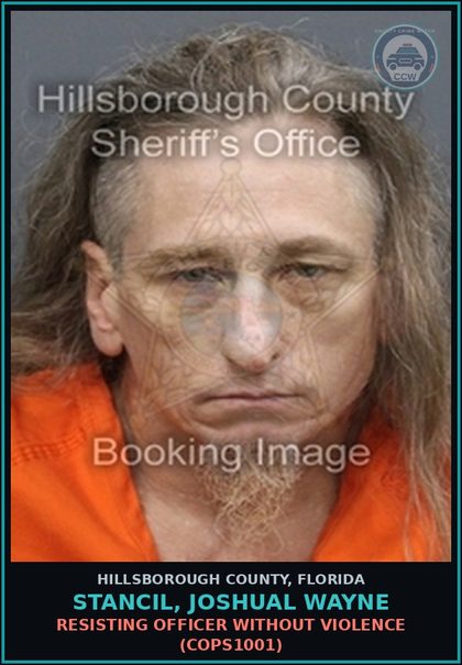 CCW arrest card for STANCIL, JOSHUAL WAYNE in Hillsborough County: FALSE IMPRISONMENT (KIDN5003)