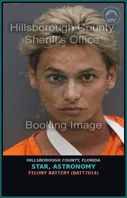 CCW arrest card for STAR, ASTRONOMY in Hillsborough County: FELONY BATTERY (BATT7014)