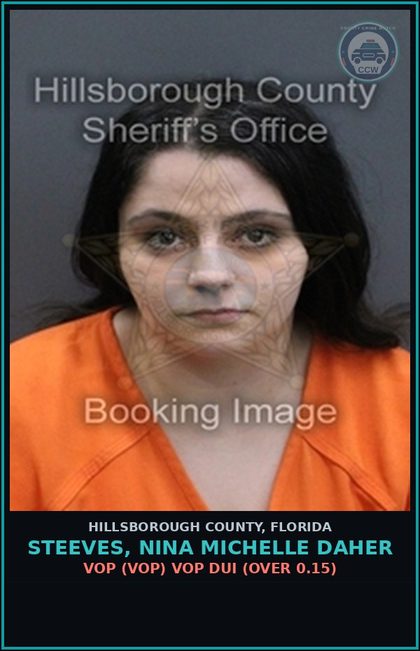 CCW arrest card for STEEVES, NINA MICHELLE DAHER in Hillsborough County: VOP (VOP) VOP DUI (OVER 0.15)