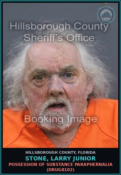 CCW arrest card for STONE, LARRY JUNIOR in Hillsborough County: DRIVING WHILE LICENSE CANCELED, SUSPENDED, OR REVOKED (FINANCIAL OBLIGATION) (TRAF6088)